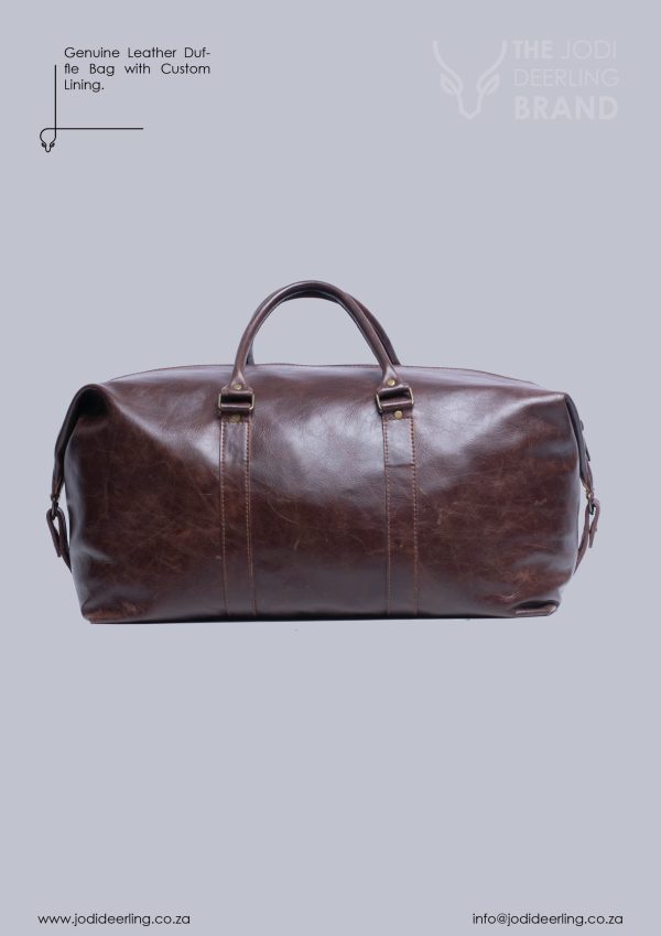 Genuine Leather Duffle Bag with Custom Lining - The Jodi Deerling