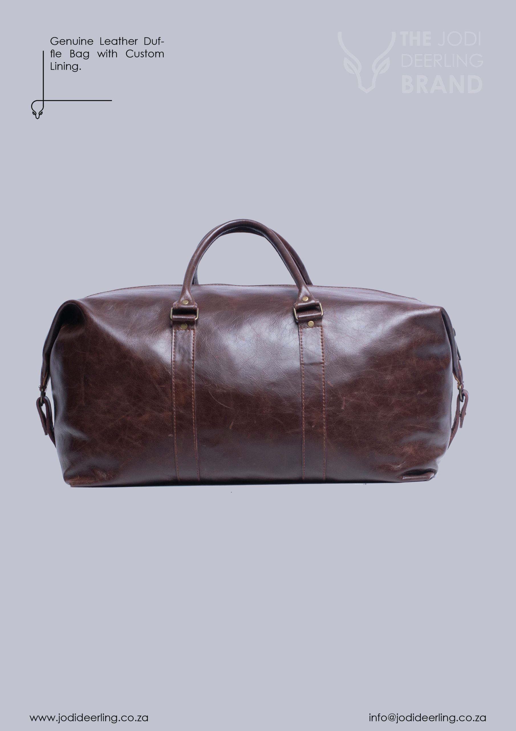 Genuine Leather Duffle Bag with Custom Lining - The Jodi Deerling