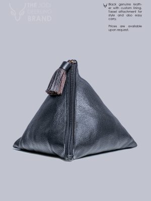 Black Genuine Leather Pyramid Bag