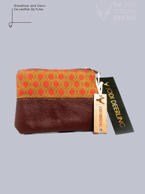 Shweshwe Genuine Leather Zip Purse